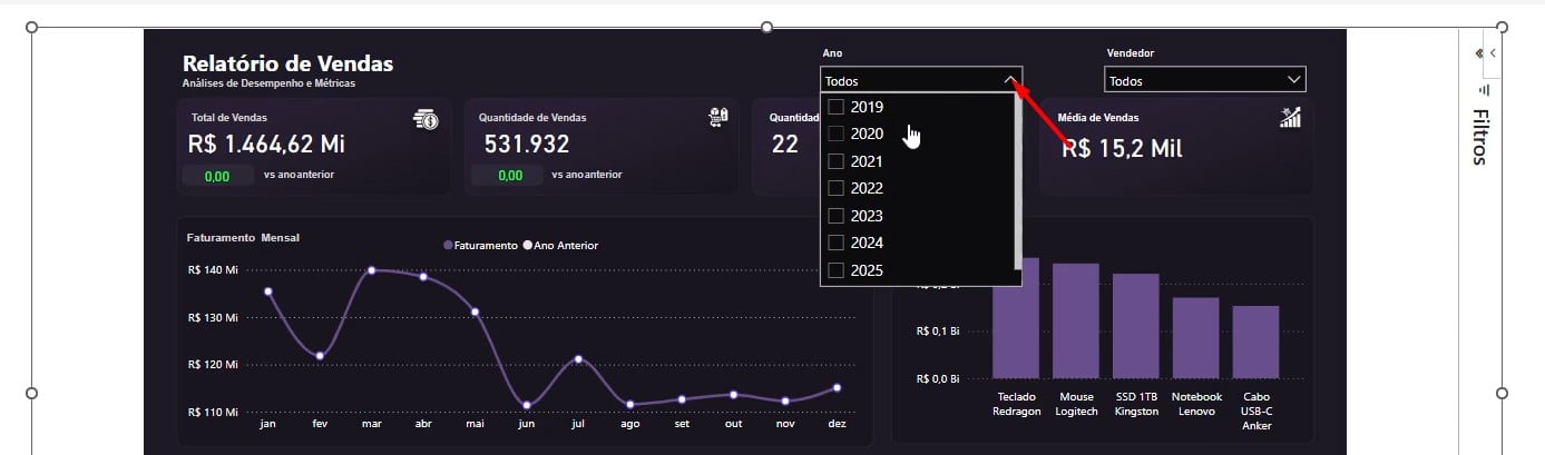 Dashboard Interativo no PowerPoint