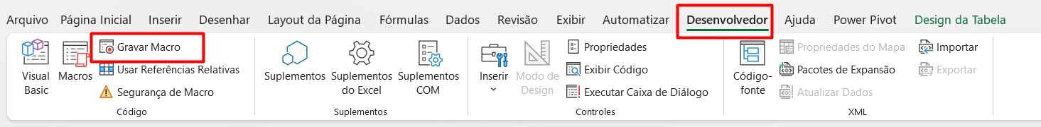 Gravando Macro no Excel