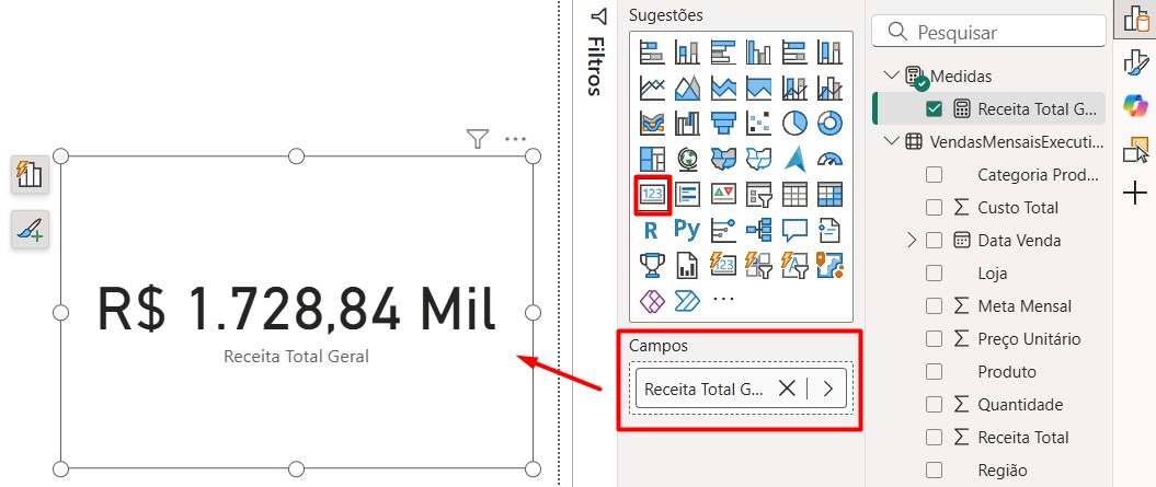Resultado da DAX SUM no Power BI