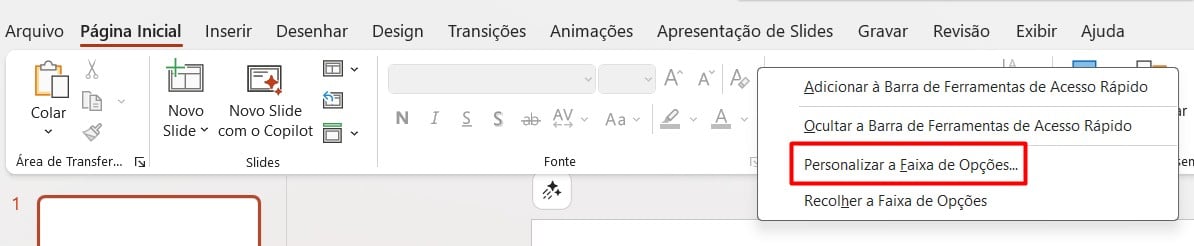 Ativando a Guia de Desenvolvedor no PowerPoint
