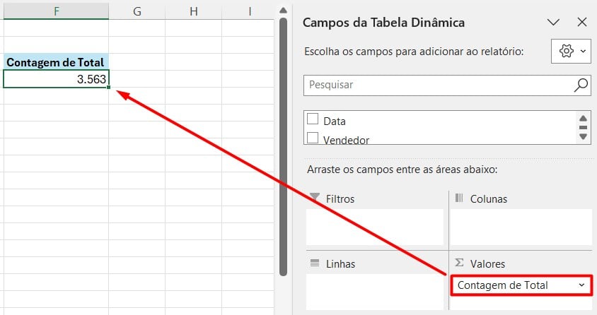 Contagem de Vendas no Excel