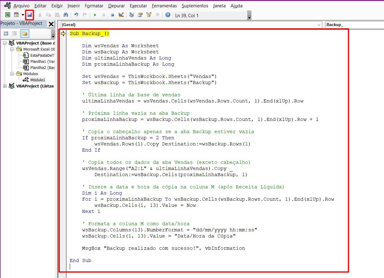 Criando Código de VBA no Excel