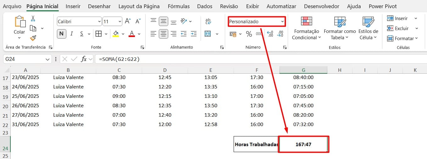 Horas Formatadas no Excel