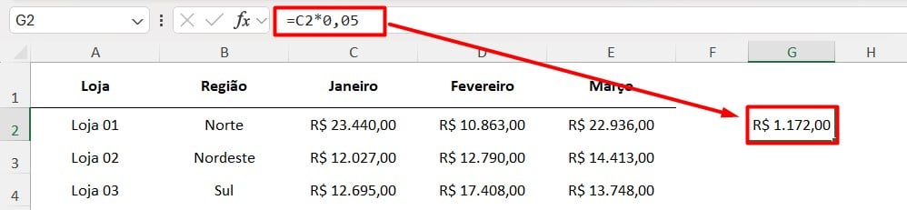 Multiplicação no Excel