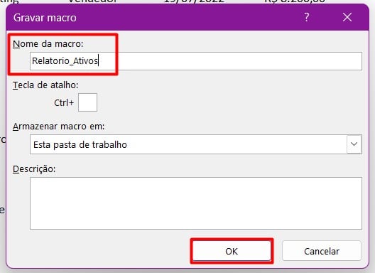 Nomeando Macro no Excel