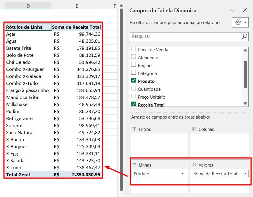 Tabela Dinâmica no Excel