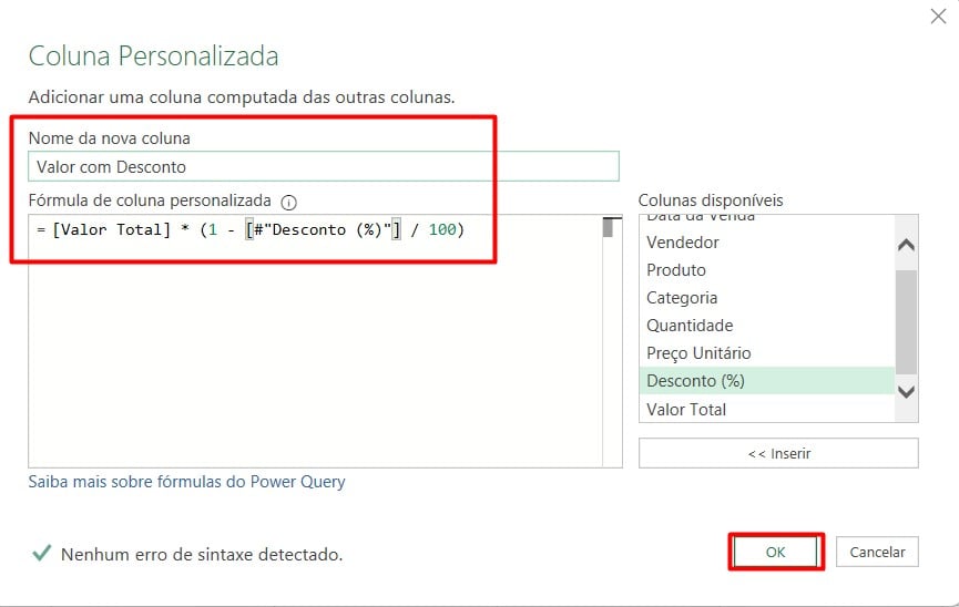 Adicionando Coluna Calculada no Power Query