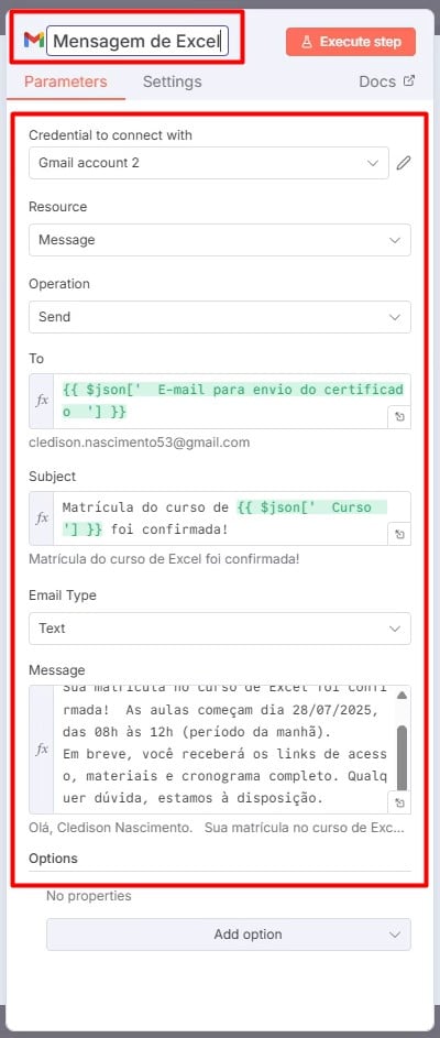 Configurando Fluxo de Trabalho no N8N