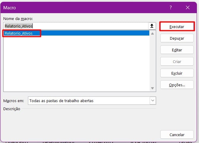Executando Macro no Excel