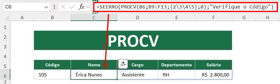 PROCV com SEERRO no Excel