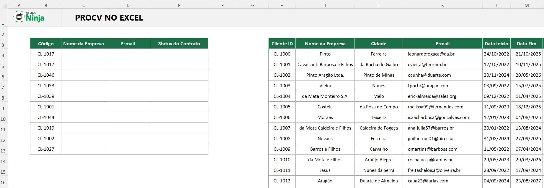 Base de Dados no Excel
