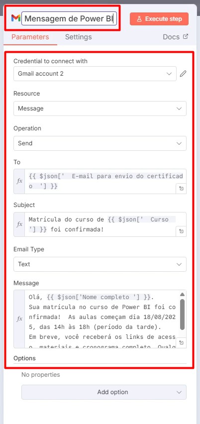 Configurando Fluxo de Trabalho no N8N