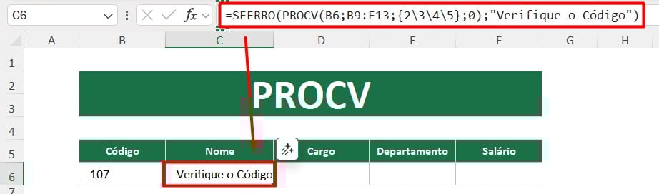 PROCV com SEERRO no Excel