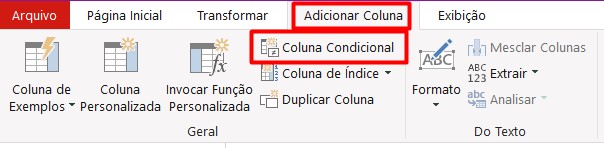 Criando Coluna Condicional no Power Query