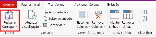 Voltando para o Excel do Power Query