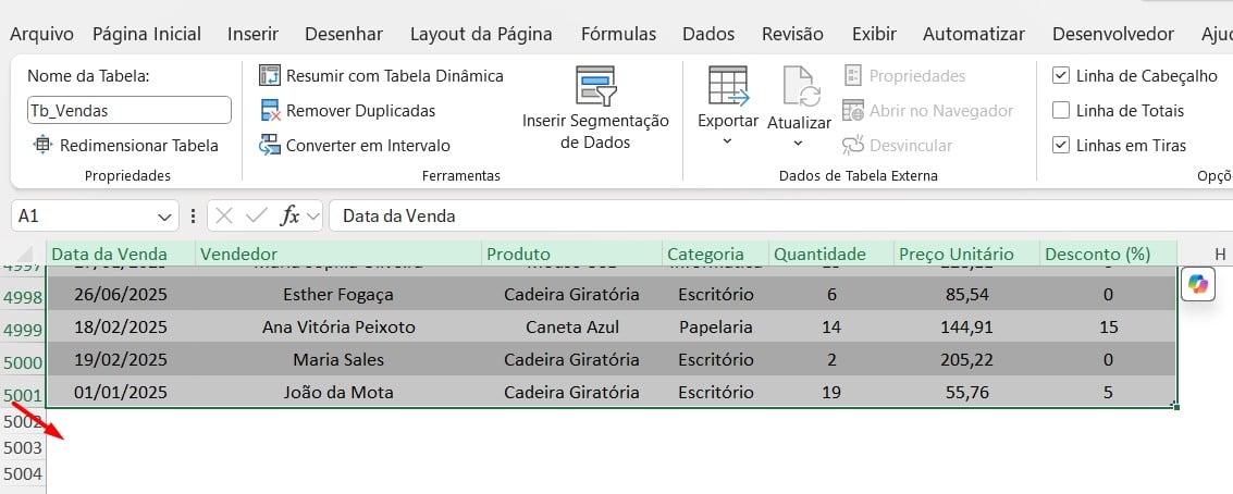 Inserindo Mais Dados no Excel