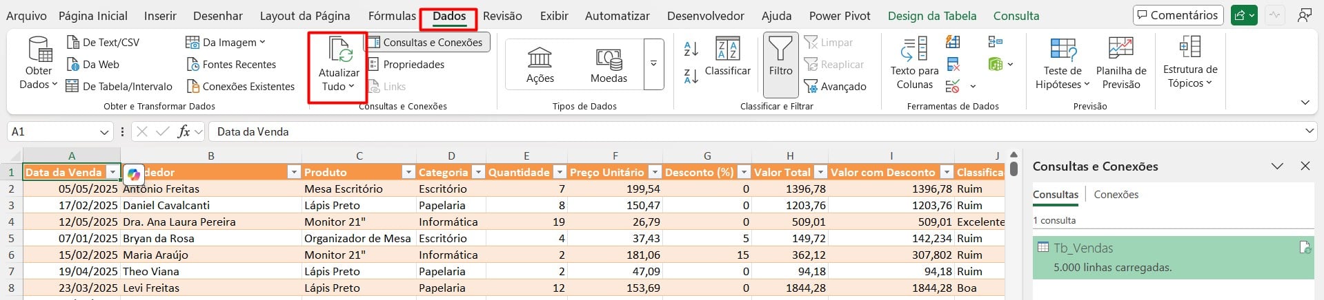 Atualizando Informações no Excel