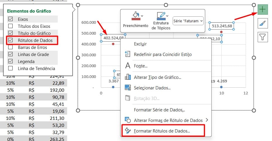 Formatando Gráfico de Dispersão no Excel