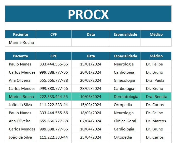 PROCX na Busca Inversa no Excel