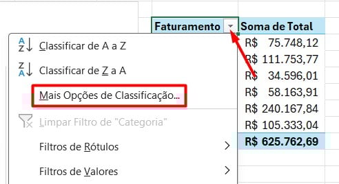 Classificando Dados do Gráfico de Barras no Excel