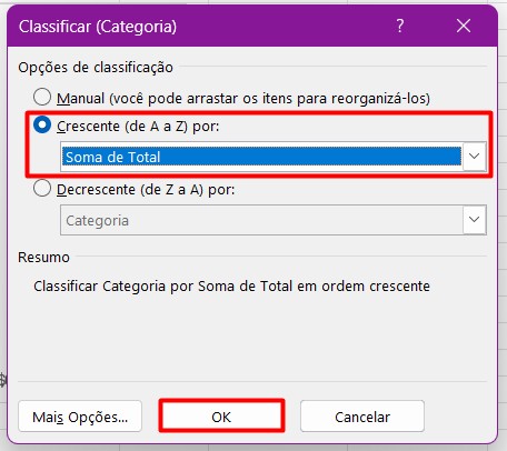 Classificando Dados do Gráfico de Barras no Excel