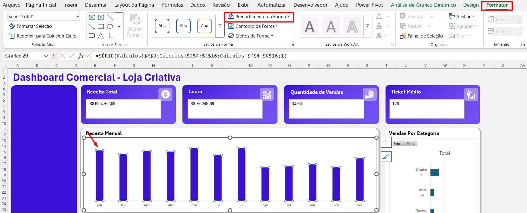 Personalizando Gráfico de Barras no Excel