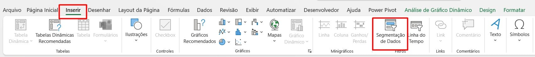 Inserindo Segmentação de Dados no Excel