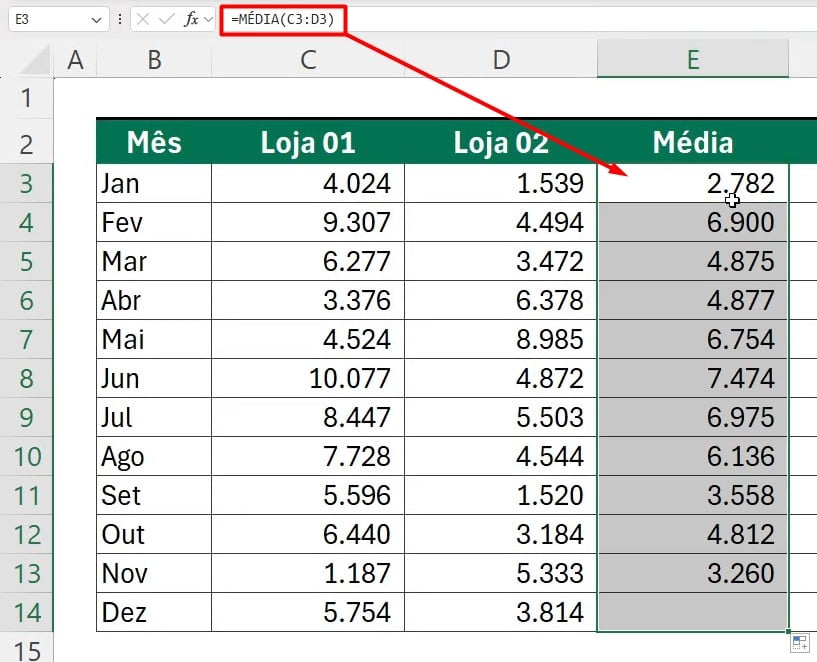 Calculando Média no Excel