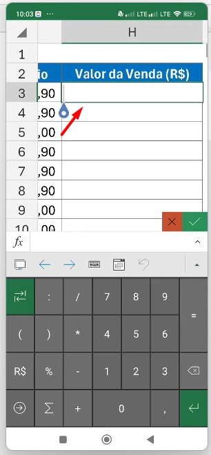 Realizando Cálculos Simples no Excel Mobile