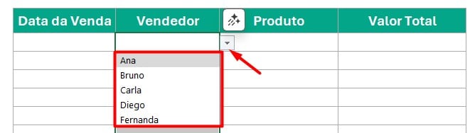 Criando Lista Suspensa no Excel