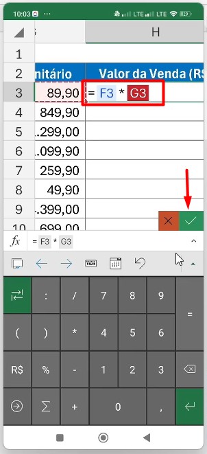 Realizando Cálculos Simples no Excel Mobile