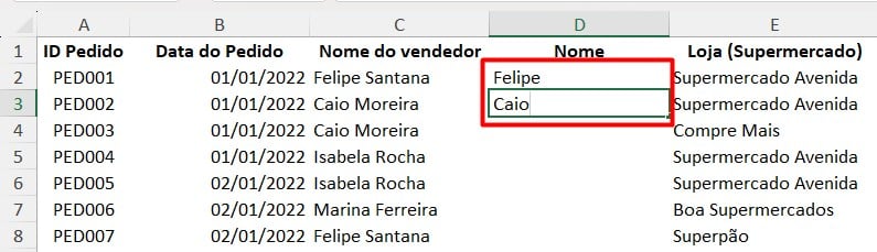 Extraindo Nomes no Excel