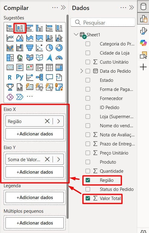 Gráfico de Colunas no Power BI