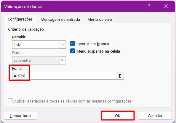 Lista Suspensa Dependente no Excel