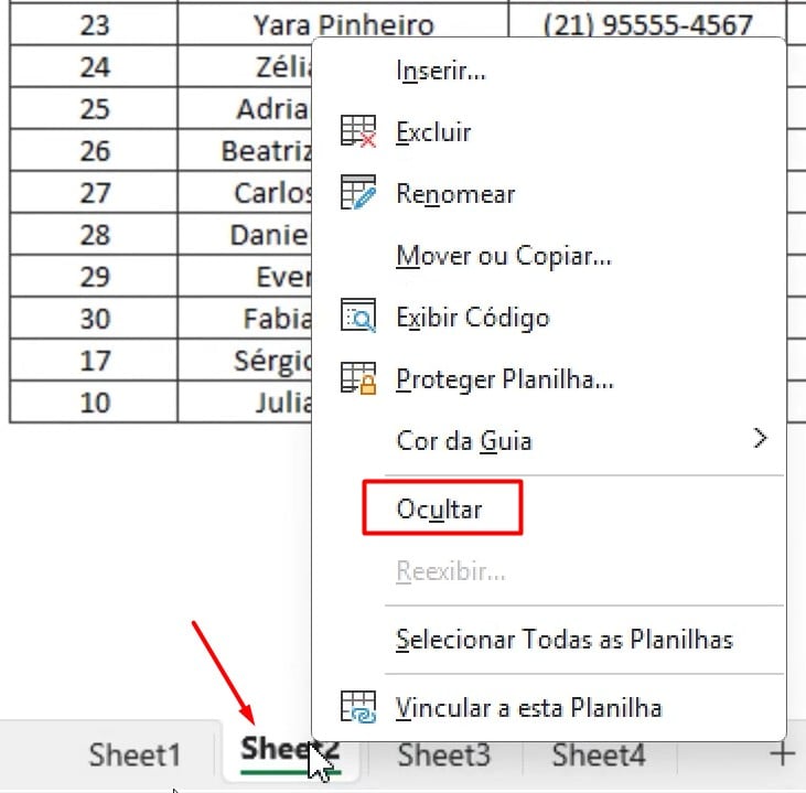 Ocultando Abas no Excel
