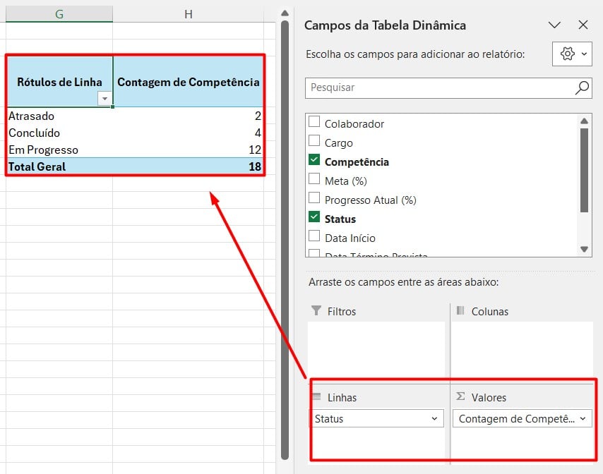 Calculando o Total de Competências no Excel