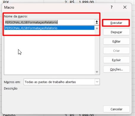 Executando Macro no Excel