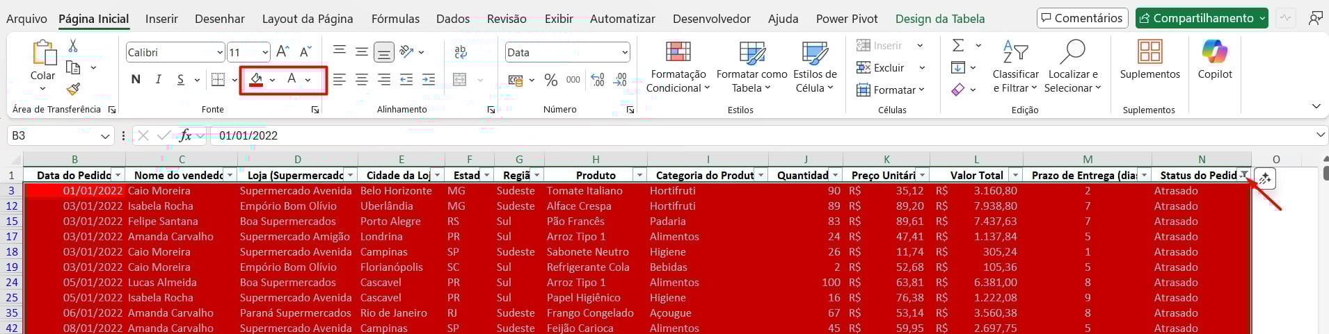  Configurando os Dados Atrasados no Excel