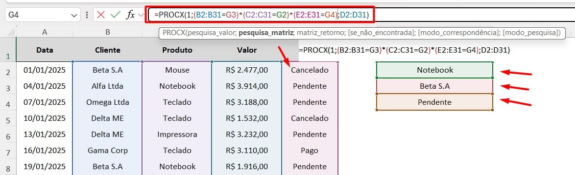 PROCX com Matriz Lógica no Excel