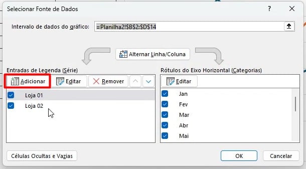 Adicionando Valores no Excel
