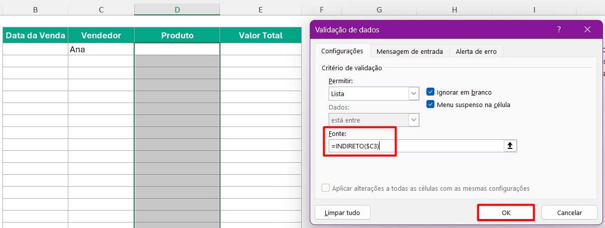 Lista Suspensa Dependente no Excel