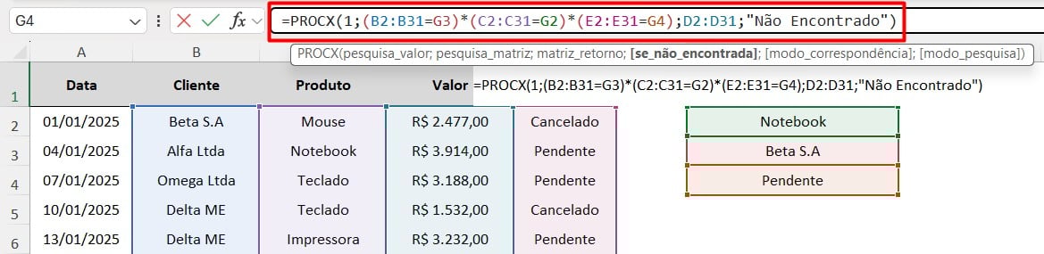 PROCX com Matriz Lógica no Excel