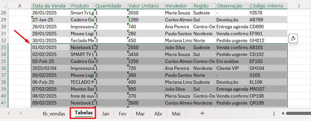 Colando Dados no Excel para Tratamento Automático