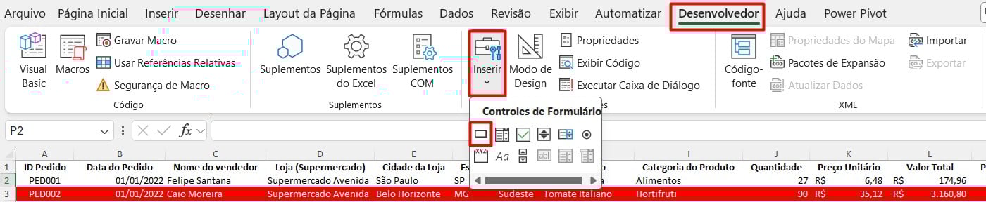 Inserindo Botão de Macro no Excel