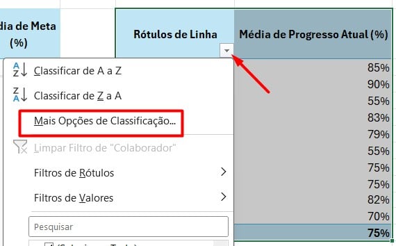 Classificando Dados do Gráfico de Barras no Excel