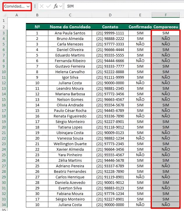 Nomeando um Intervalo no Excel