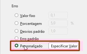 Personalizando Barra de Erros no Excel