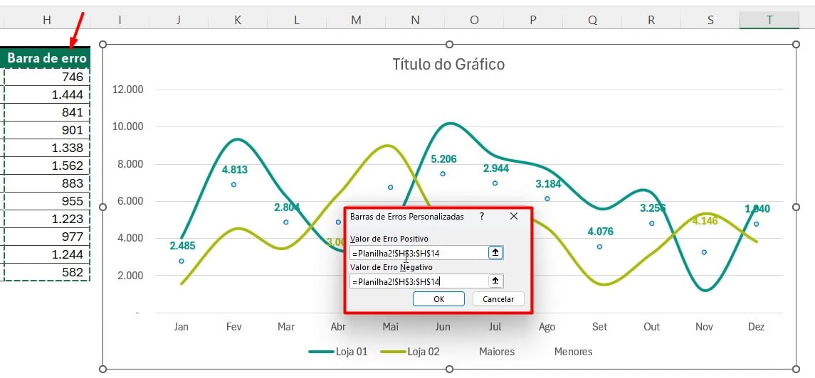 Personalizando Barra de Erros no Excel