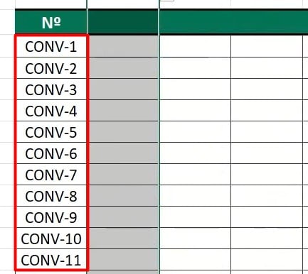 Tabela com Código de Vendas no Excel