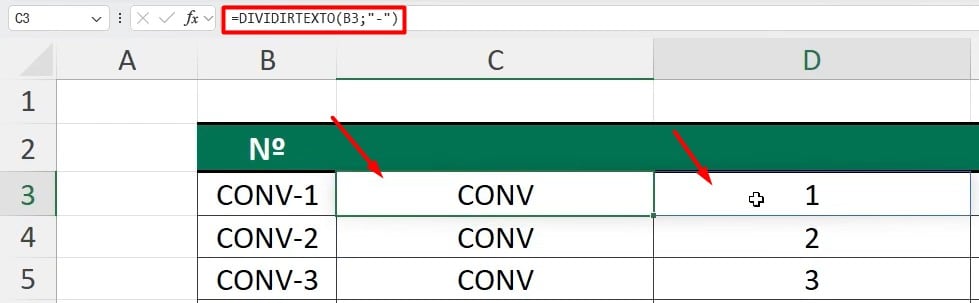 Função DIVIDIRTEXTO no Excel